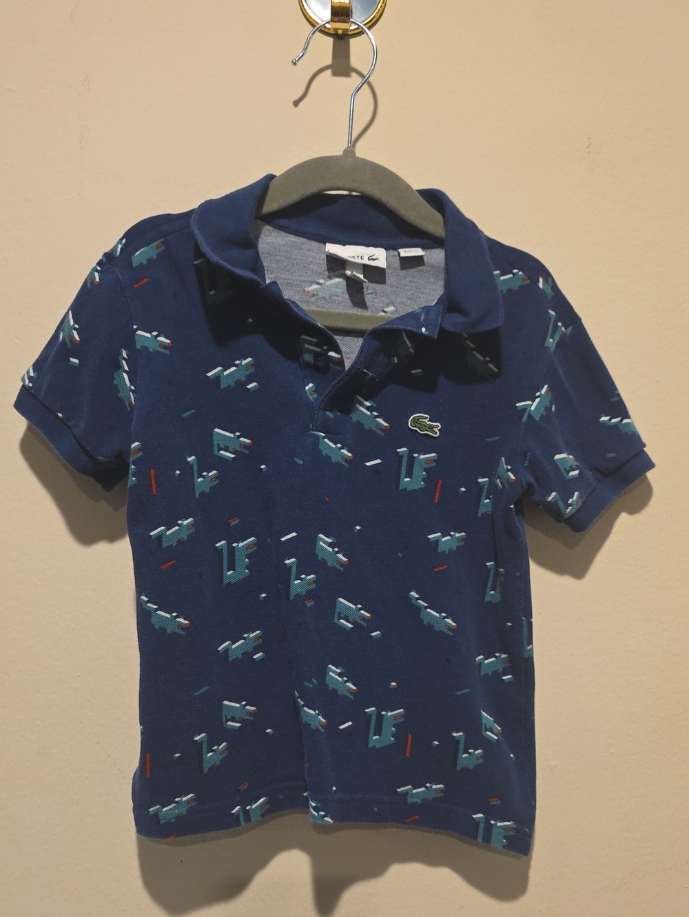 Lacoste Boys' Navy Blue Printed Polo Shirt Size 5 Minecraft